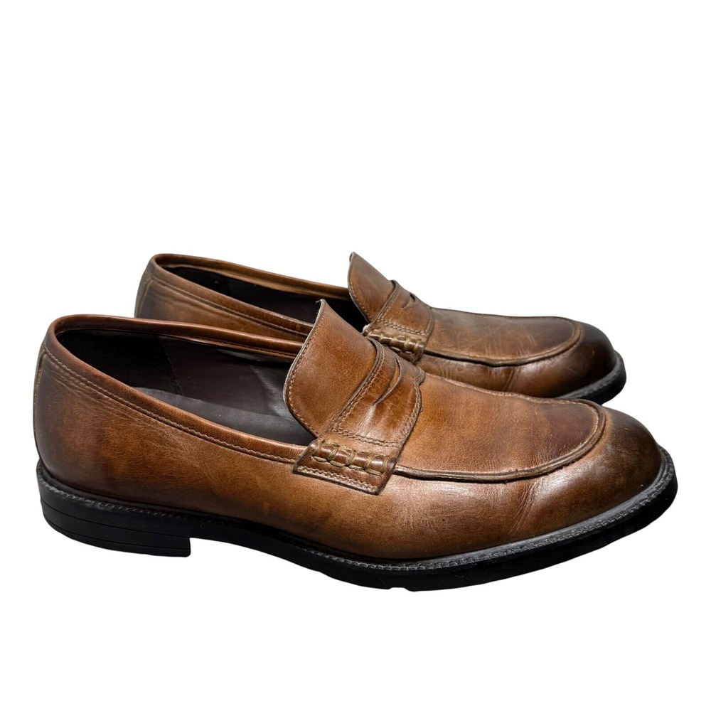 Rockport Mens 10.5M Brown Leather Penny Loafers adiPRENE Slip On Comfort K58464